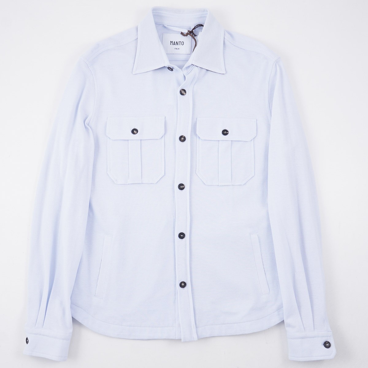 Manto S/S 2026 Ice Blue Pique Knit Cotton Overshirt Jacket M (Eu 50) NWT