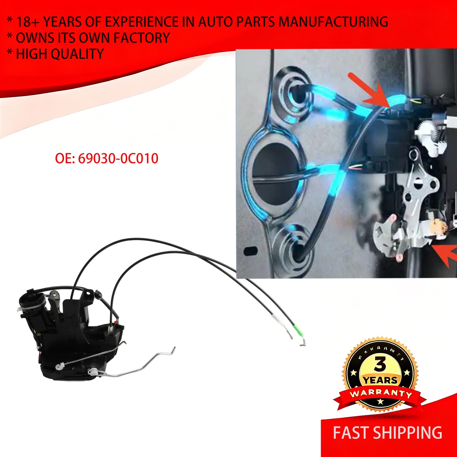 1PC For 2000-06 Toyota Tundra NEW Left Front Door Lock Actuator 690400C010