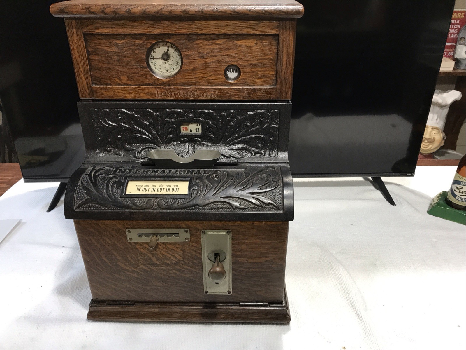 Vintage international time recorder clock