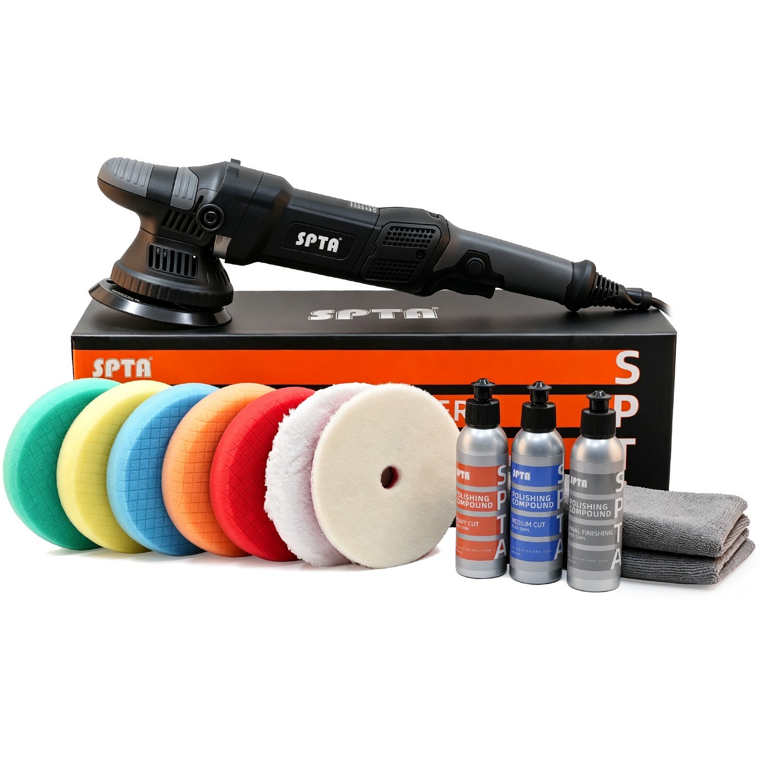 SPTA 5 Inch Dual Action Random Orbital Car Polisher Foam Wool Polishing Pads Kit SPTA 5 Inch Dual Action Random Orbital Car Polisher Foam Wool Polishing Pads Kit