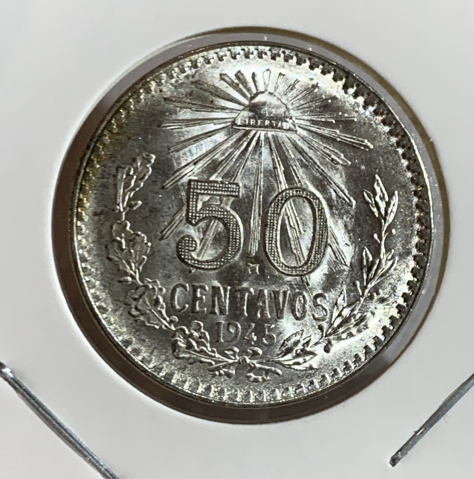 💥1945 MEXICO 50 CENTAVOS, BU *SILVER COIN 💥COMBINED SHIPPING💥