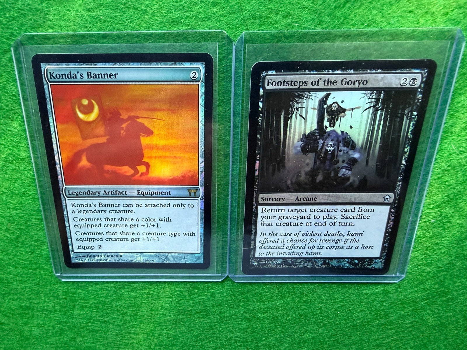 2x FOIL MTG, CHK #259 Konda\'s Banner & Footsteps of the Goryo #68 - SOK - VTG 2x FOIL MTG, CHK #259 Konda\'s Banner & Footsteps of the Goryo #68 - SOK - VTG