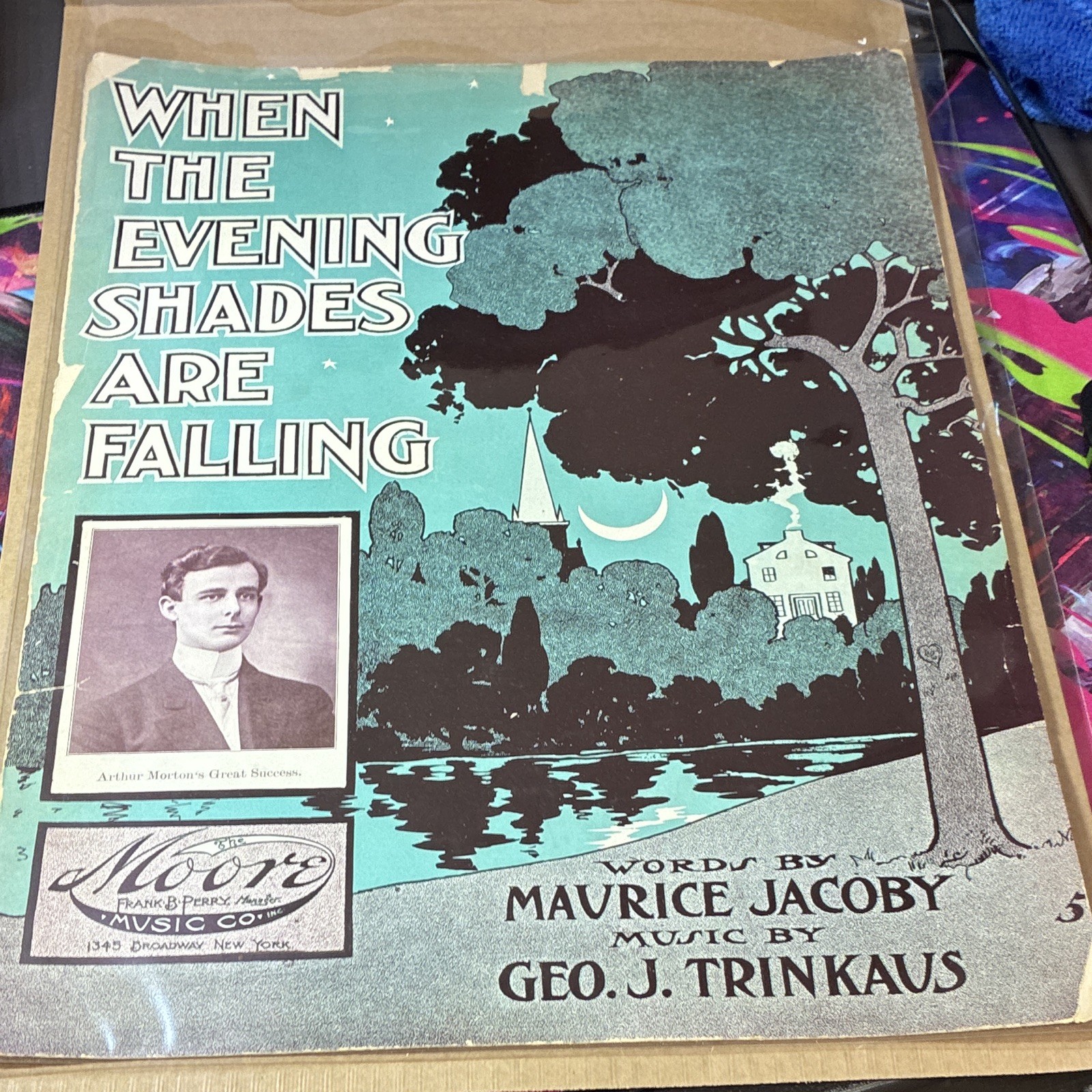 Antique 1904 When The Evening Shades Are Falling Sheet Music Trinkaus Art