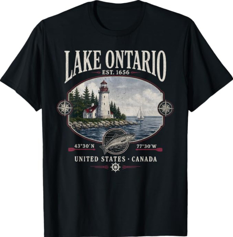 Lake Ontario Retro 90\'s Lake American T-Shirt