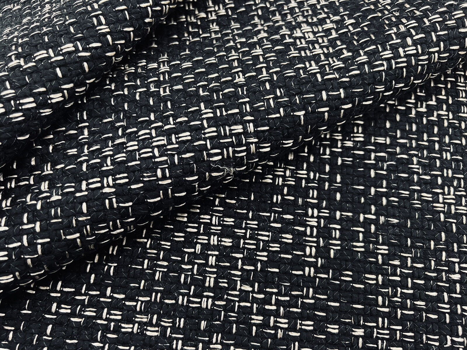 Kirkby Design Chunky Metallic Basketweave Fabric- Boxes / Noir 2.65 yds K5205/03