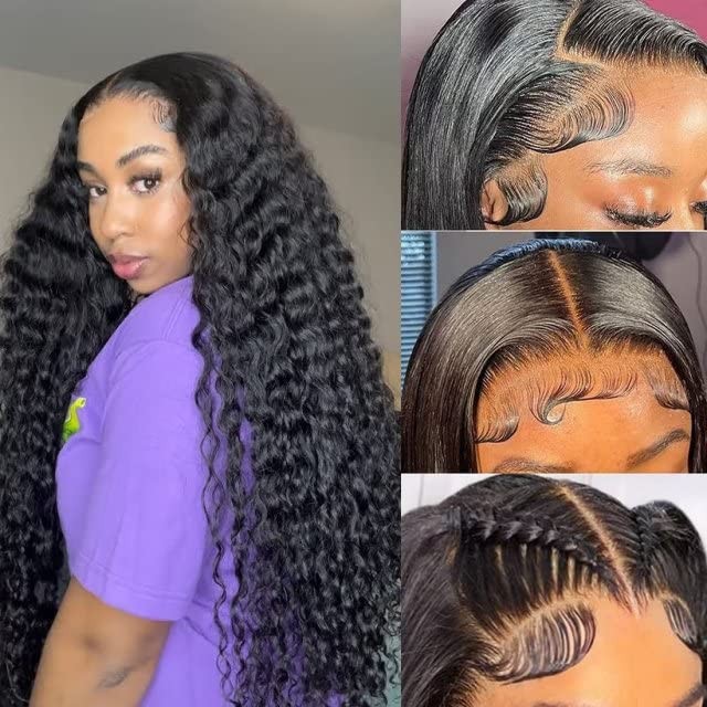 Daules Deep Curly Wave Wig Human Hair Natural Black 20 Inch