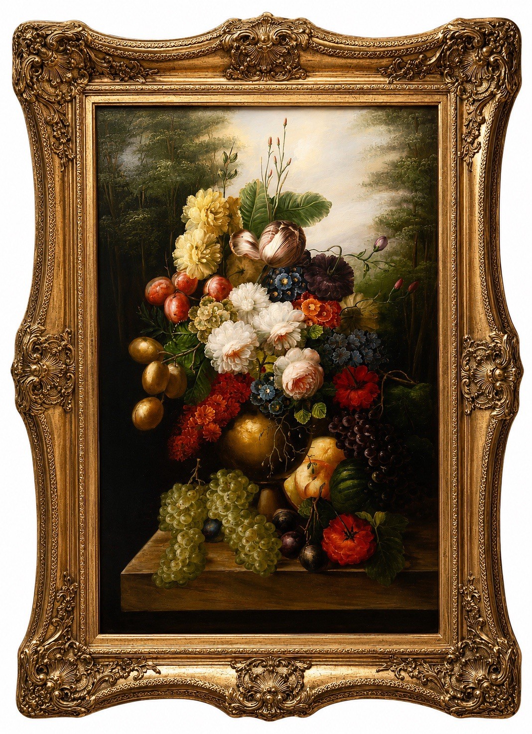 Stunning Vintage Oil On Canvas Renaissance Still Life Painting Signed & Framed
