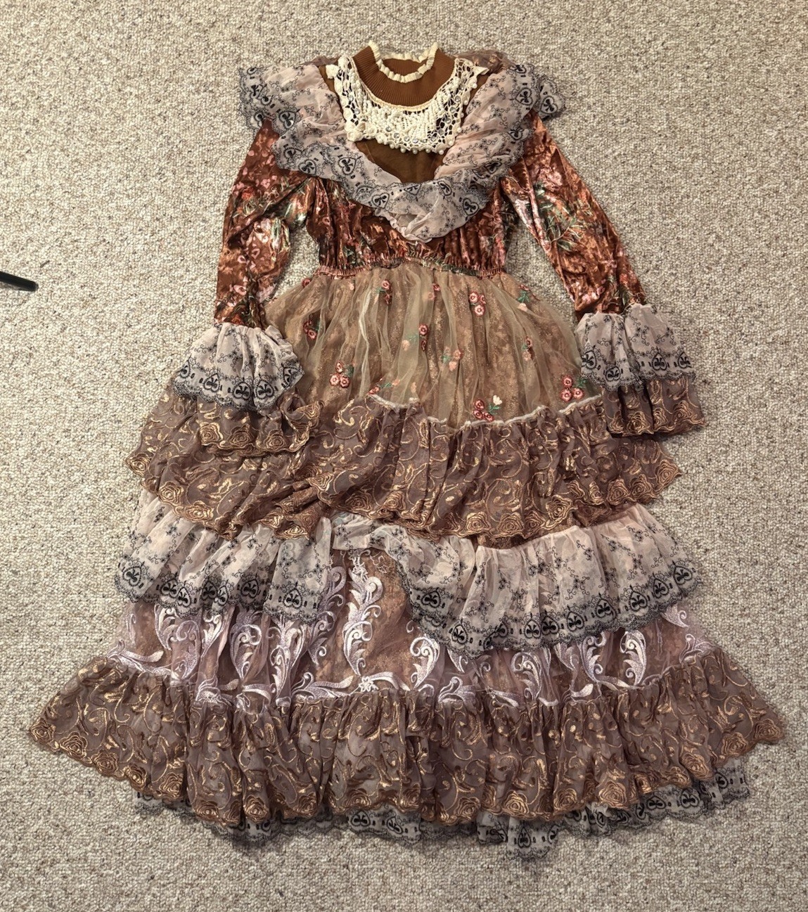 Vtg Inspired Handmade Victorian Style Boho Costume Dress. Size Small. 