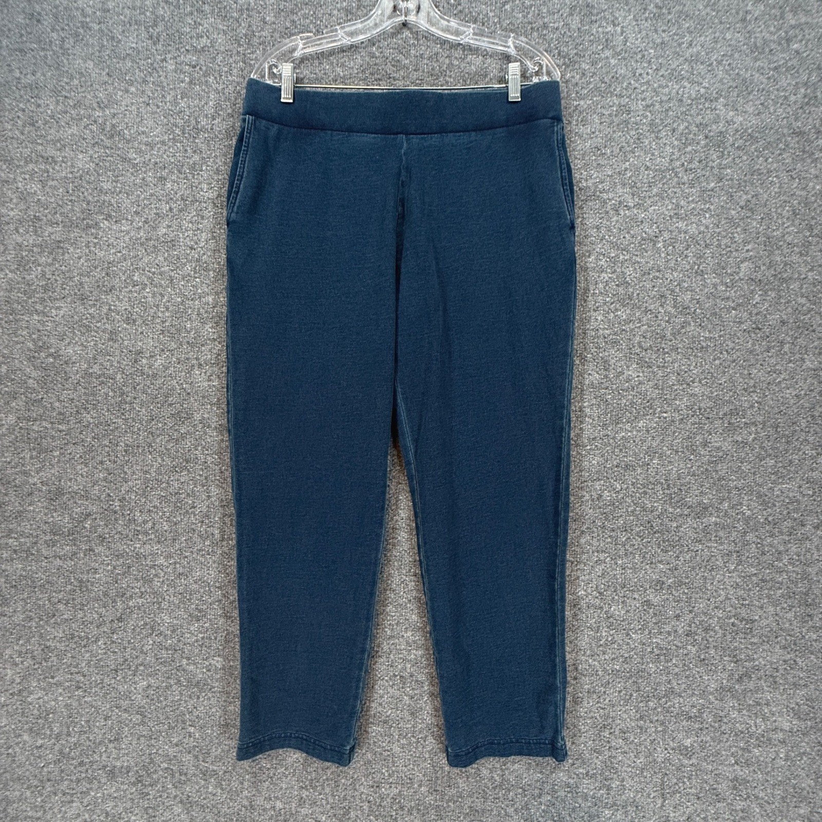 J. Jill Pants Women Medium Blue French Terry Pull On Pure Jill Slim Crop NEW