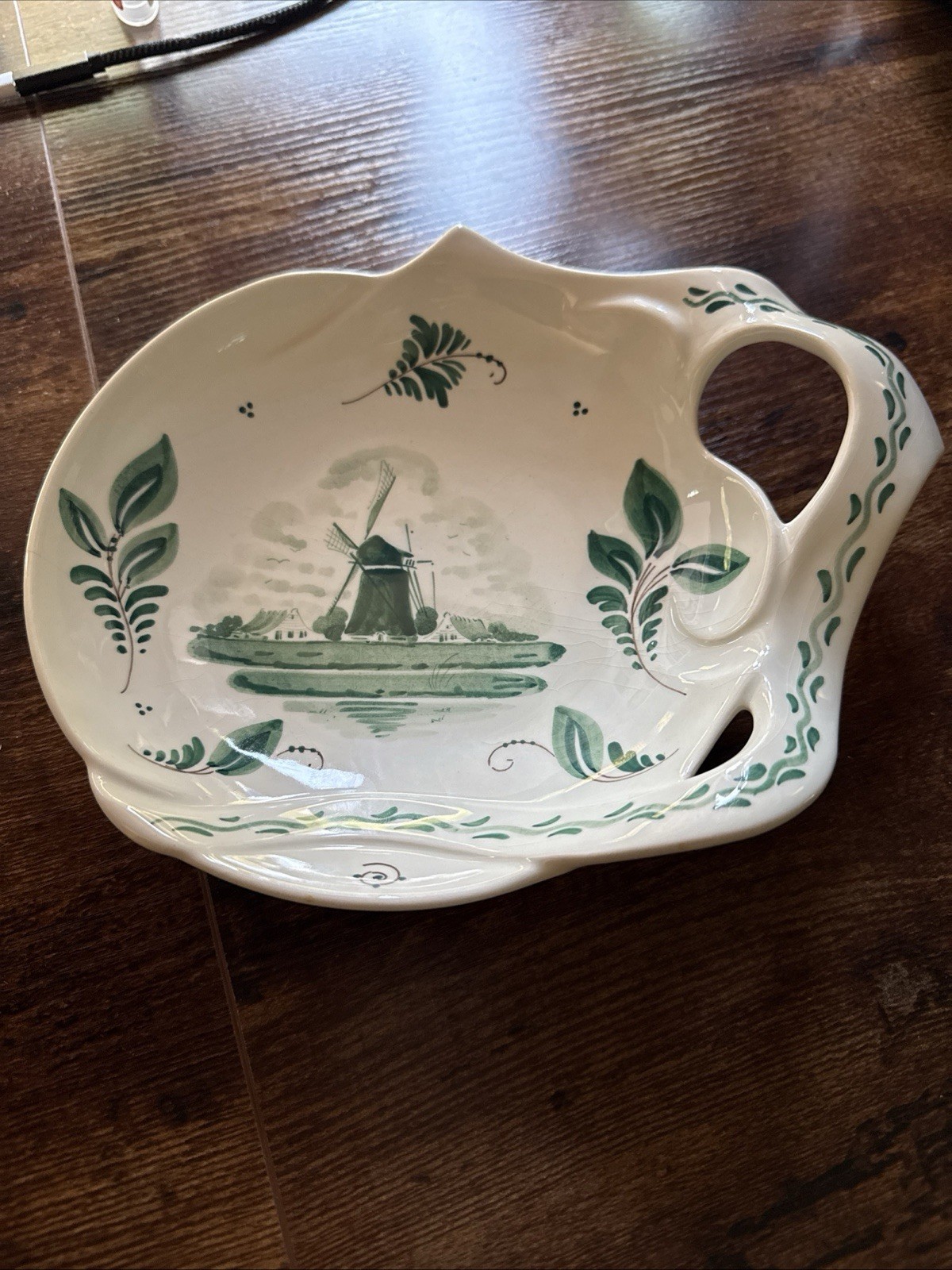 Vintage Delfts GREEN Dish With Handle #5264 Made in Holland Vintage Delfts GREEN Dish With Handle #5264 Made in Holland