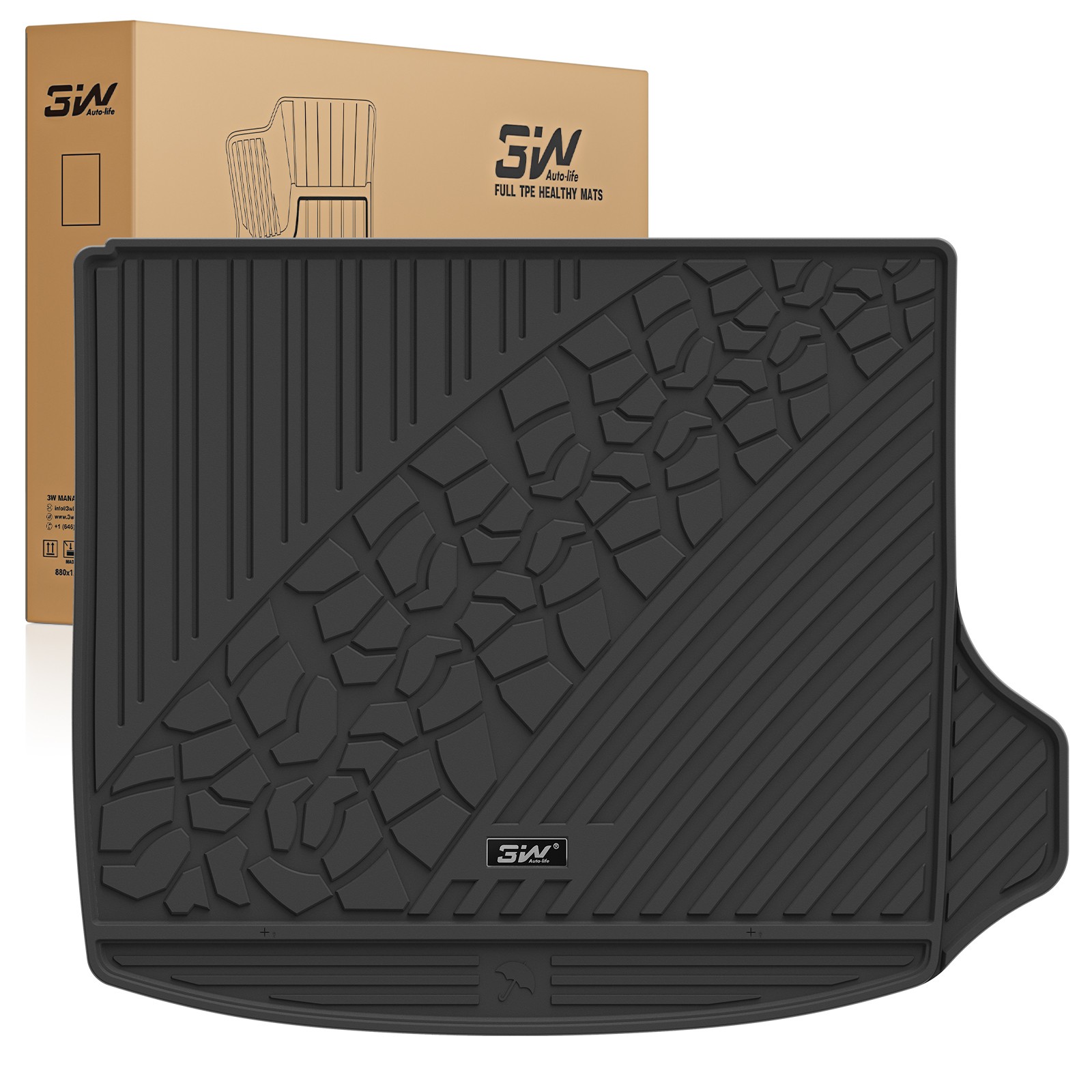 3W Cargo Liner for2022-2026 Jeep Grand Cherokee  (Non L&WK) TPE Trunk Mat black