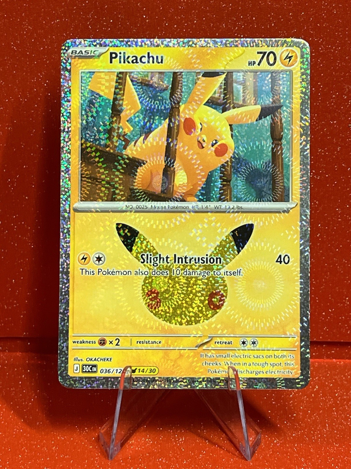Pikachu 036/128 Holo 14/30 Pokemon 30th Illus. Okacheke NM