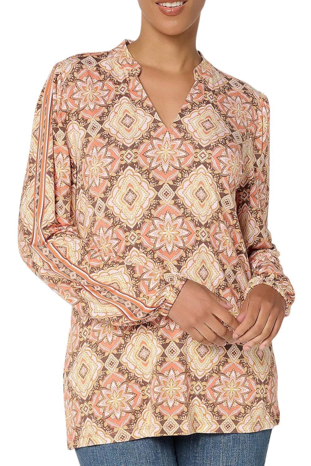 Belle Boho by Kim Gravel Women\'s Southern Star Border Top Orange