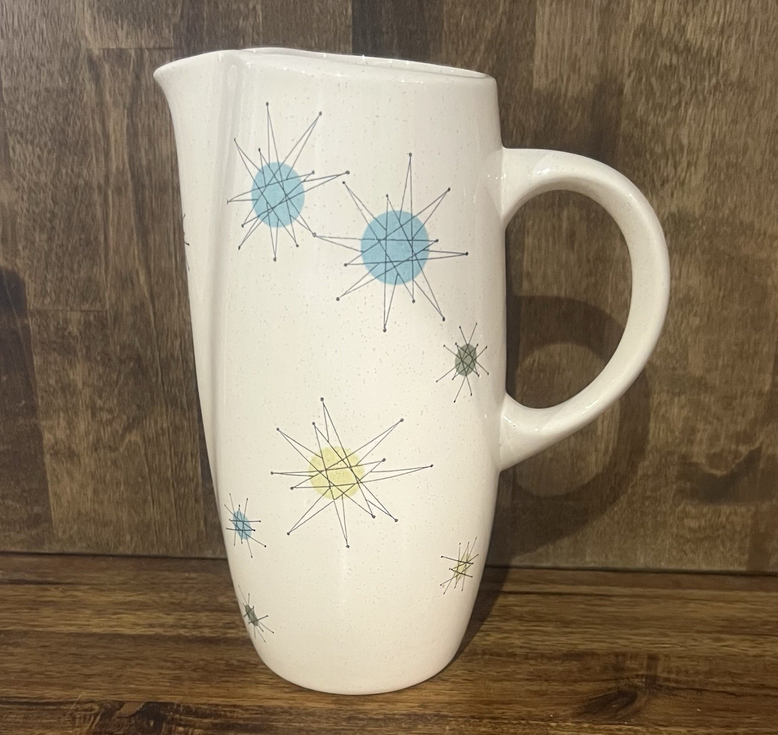 Franciscan Atomic Starburst Vintage 1950’s Rare 10 inch, 56 ounce Pitcher Franciscan Atomic Starburst Vintage 1950’s Rare 10 inch, 56 ounce Pitcher