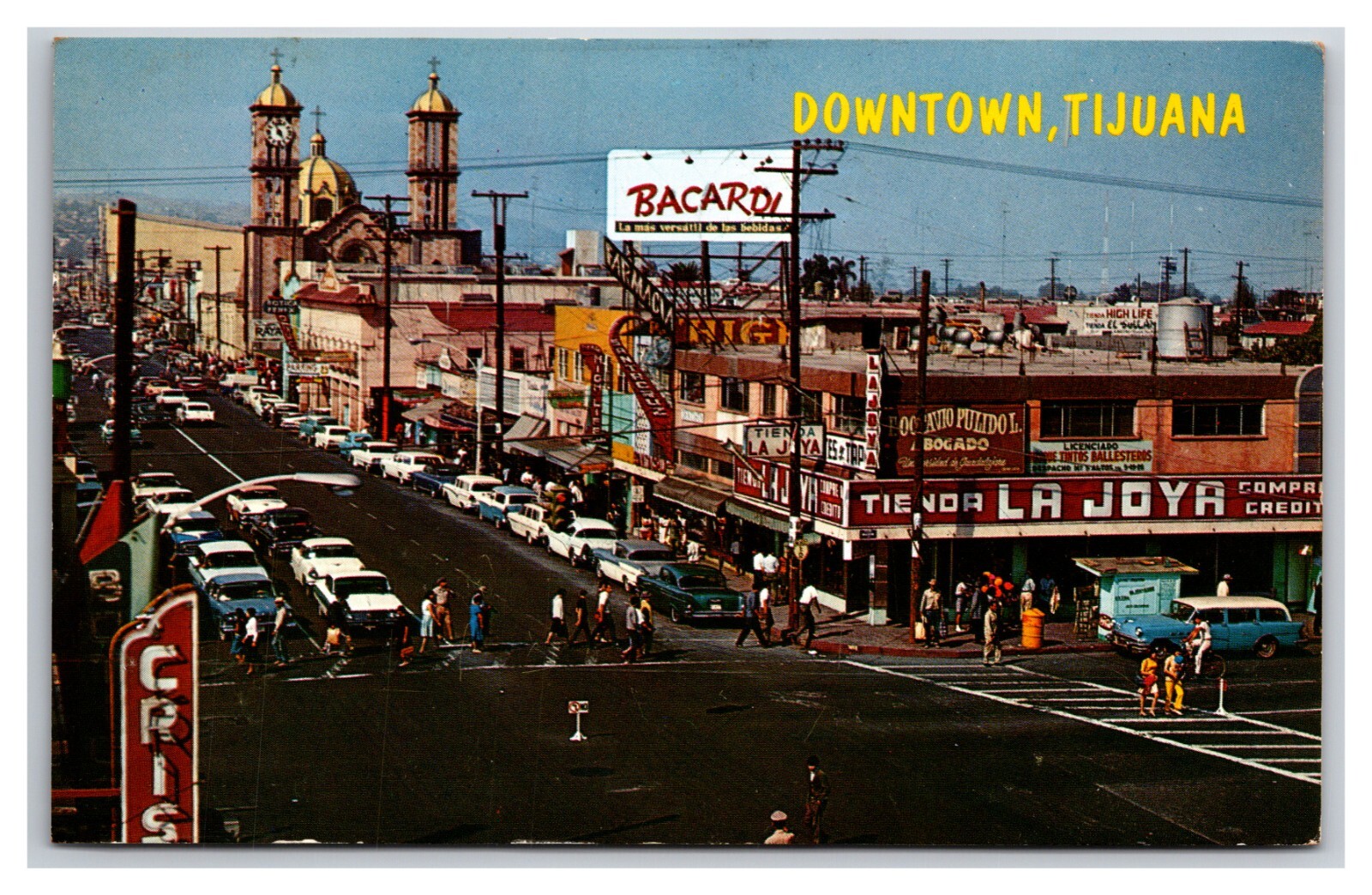Street View Downtown Tijuana Mexico Chrome Postcard N29