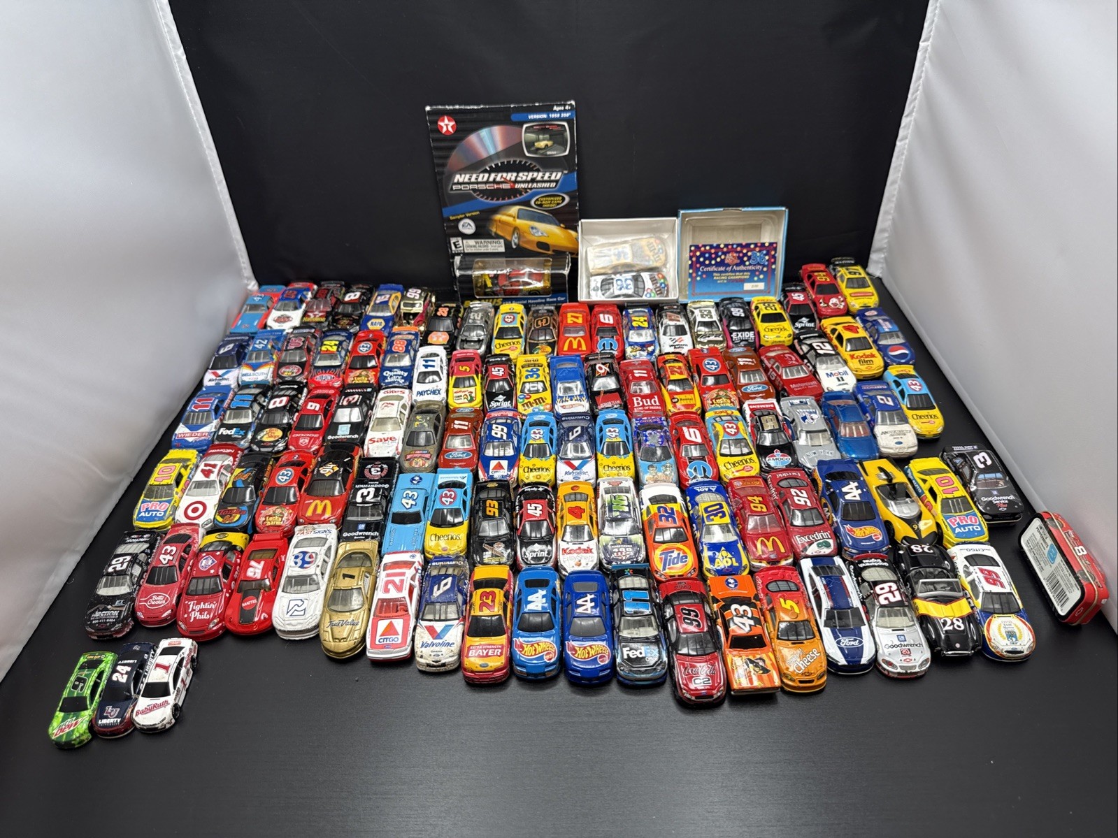 100+ NASCAR Diecast Car Lot 1:64 Racing Champions Hot Wheels Rubber Tires