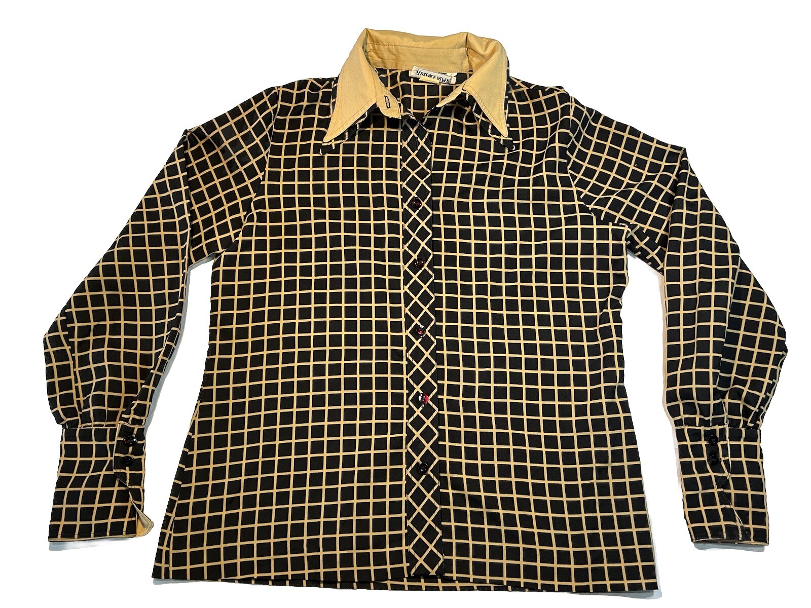 CONTESSA MONIQUE Florence Alper Splendid 70s Vintage Blouse Size 16 Plaid