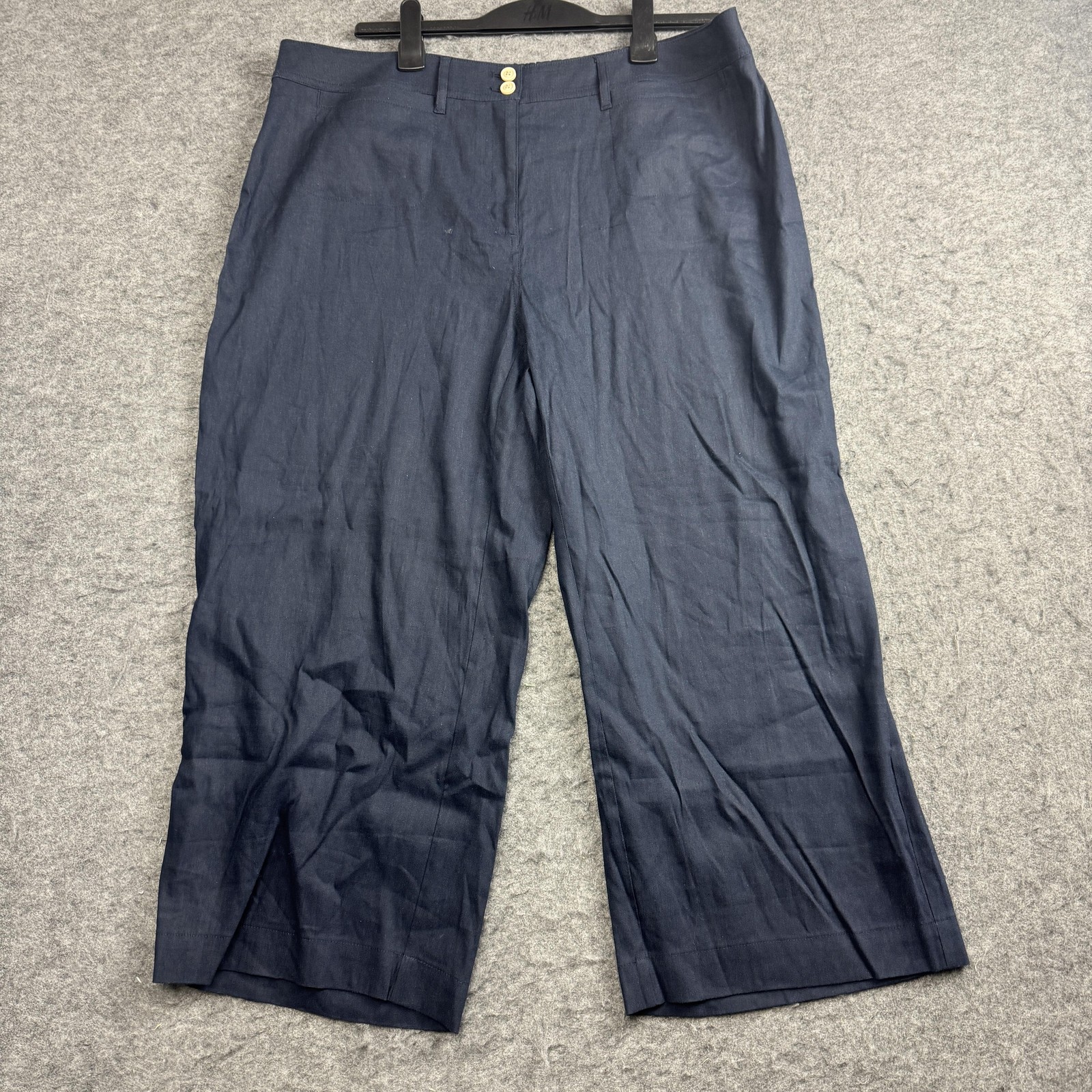 J. Jill Pants Womens 2X Blue Linen Stretch Wide Leg Elastic Waist Casual