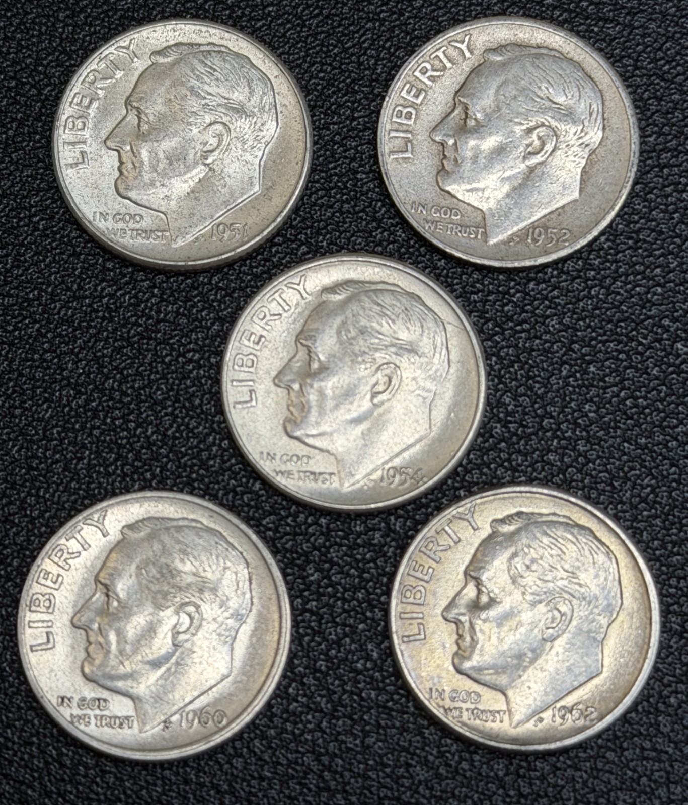 Roosevelt Dimes (Lot of 5) 90% Silver Dime - 10c MIXED Lot - US Silver Dimes Roosevelt Dimes (Lot of 5) 90% Silver Dime - 10c MIXED Lot - US Silver Dimes