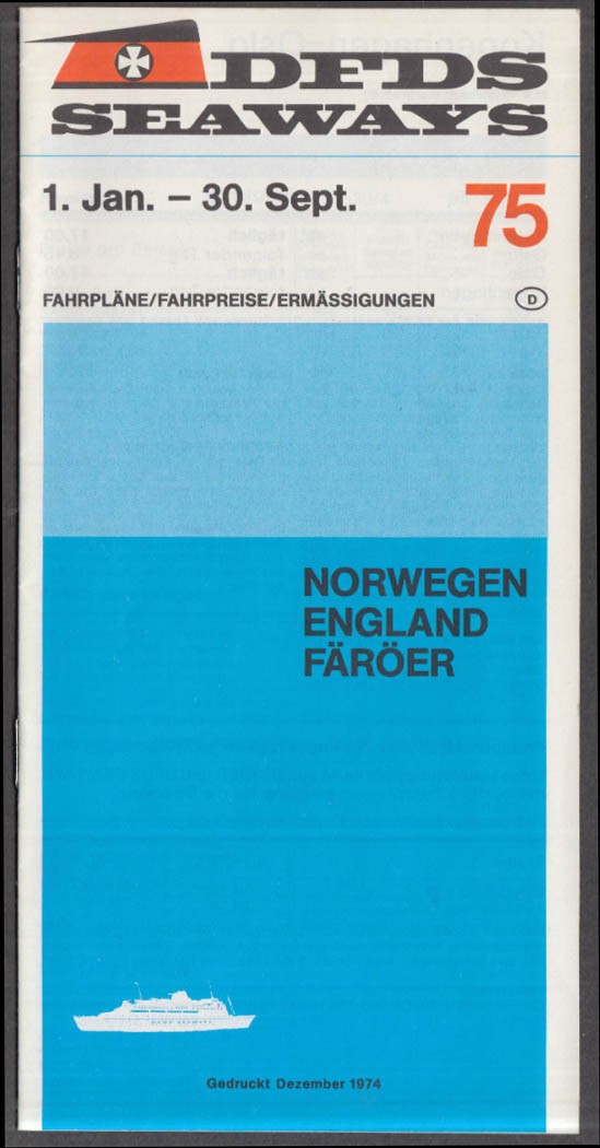 DFDS Seaways Norway England Faroe Islands Car Ferry Schedule 1975