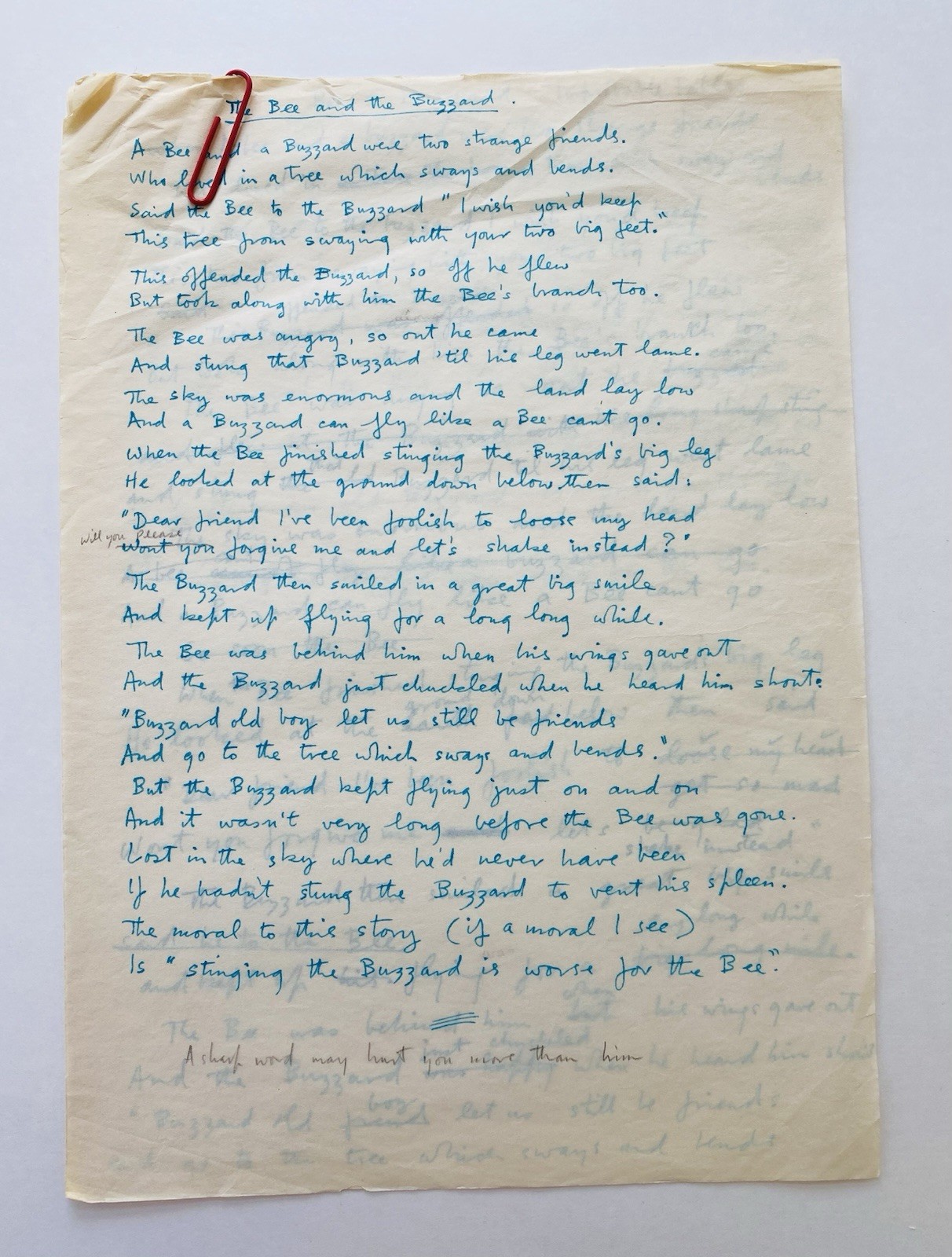 Garth Williams ~ ORIGINAL UNPUBLISHED MANUSCRIPT for a Children’s Book