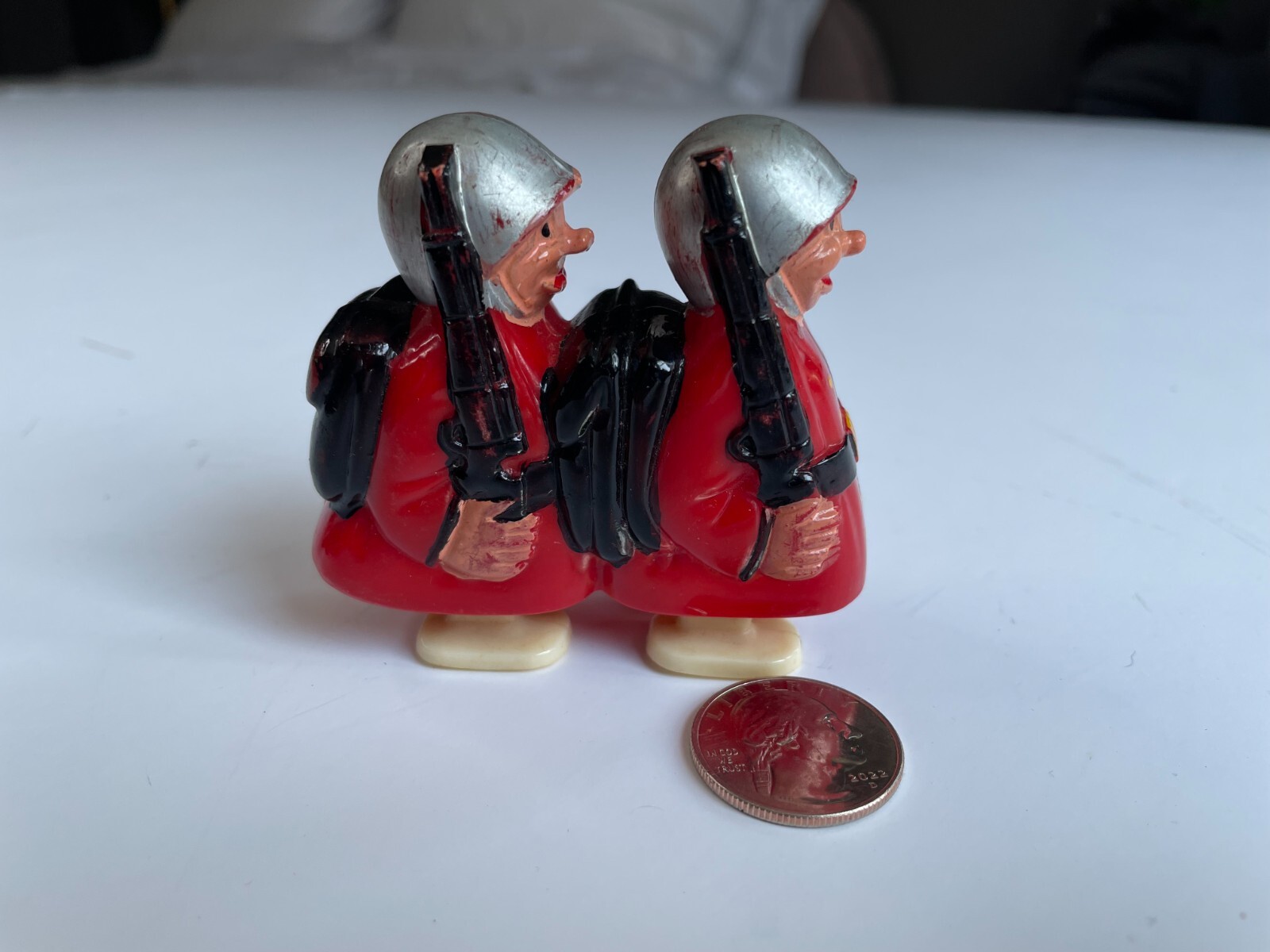 Vintage Marx Hap Hop Red Army Marching Figures Hard Plastic Toy