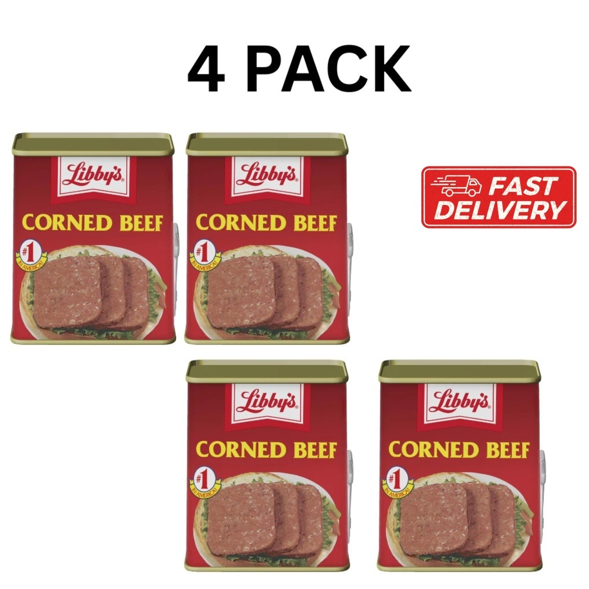 Libby’s Corned Beef 12 oz Can 4 Pack Shelf Stable High Protein Meat