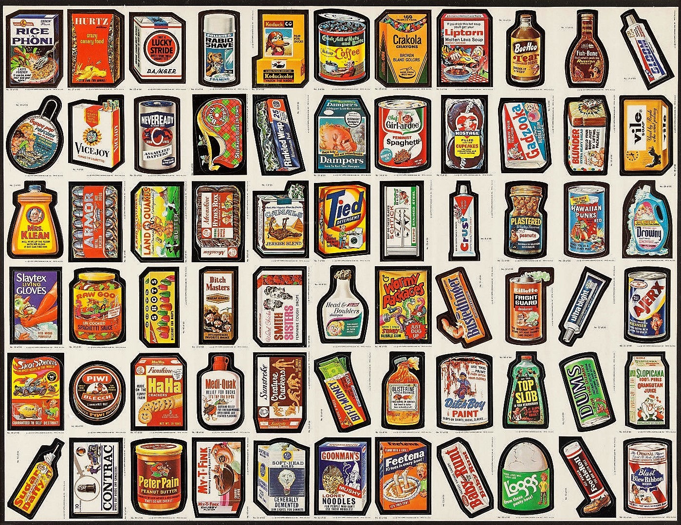 Vintage UnCuT Card Sticker Sheet 70's WaCkY Packages Packs has S)hot Wheels NM
