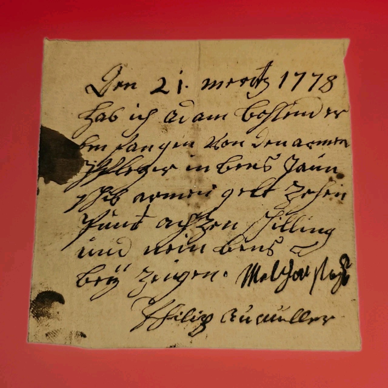 1778 Hessian German Receipt Ernsthausen Adam Gollmer Büchner Revolutionary War