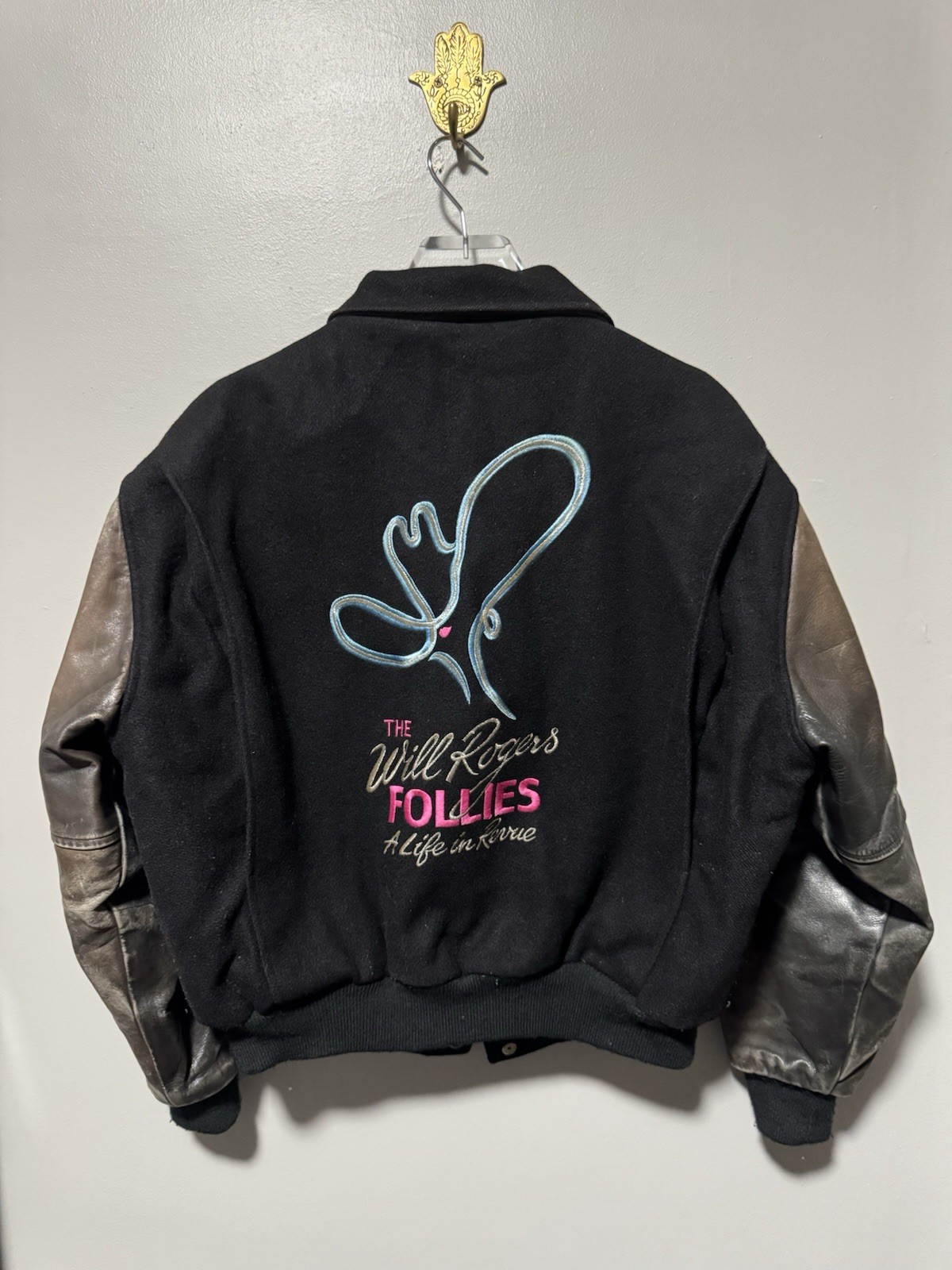 Vintage 1991 Will Rogers Follies Broadway Wool Leather Jacket M Theater 