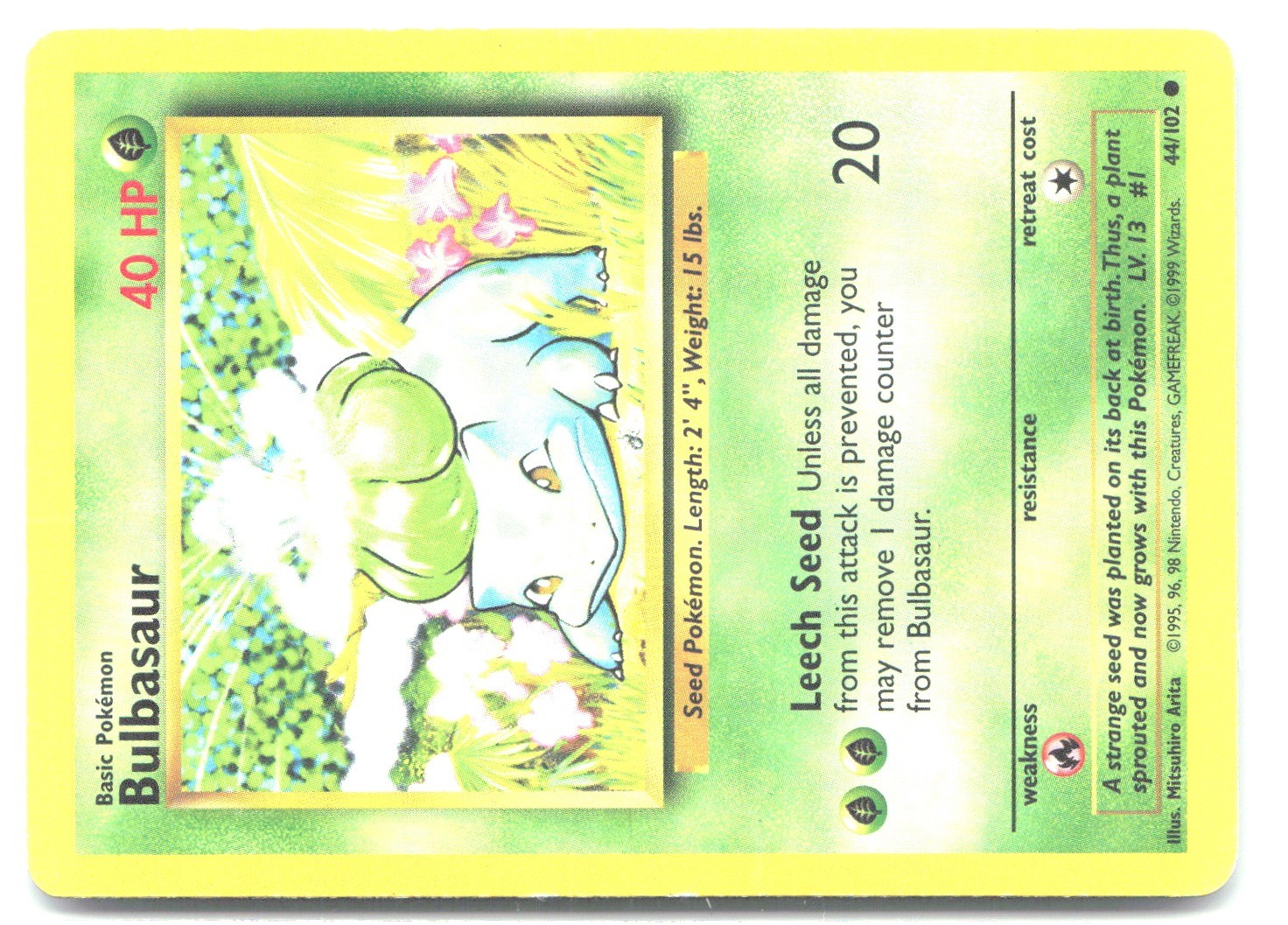 Bulbasaur #044/102 Base Set Pokemon Common