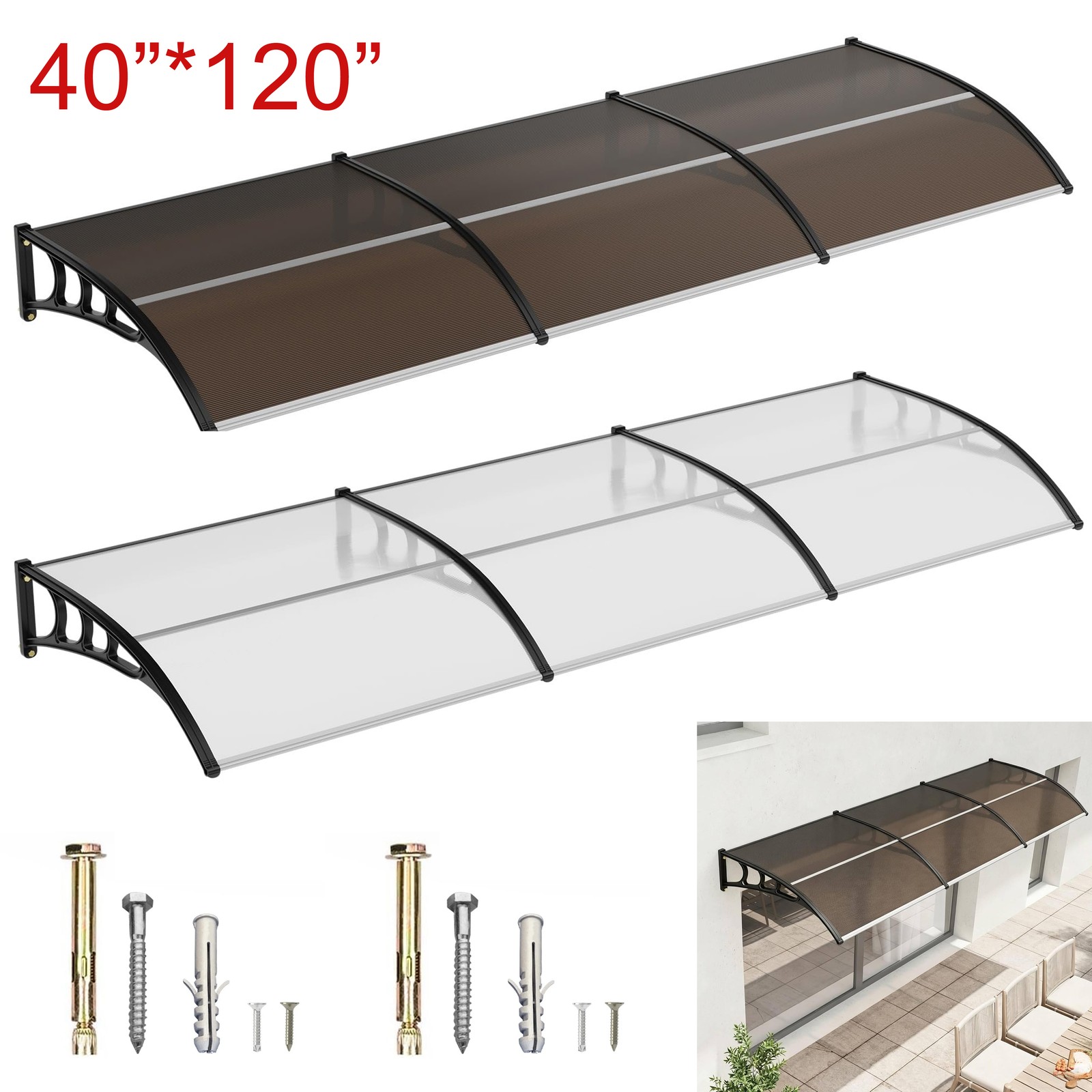 Aluminum Alloy Window Awning Door Canopy for Porch UV Rain Snow Cover Outdoor