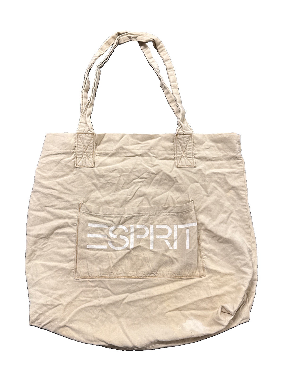 Large Vintage ESPRIT Canvas Tote Bag /Khaki Tan