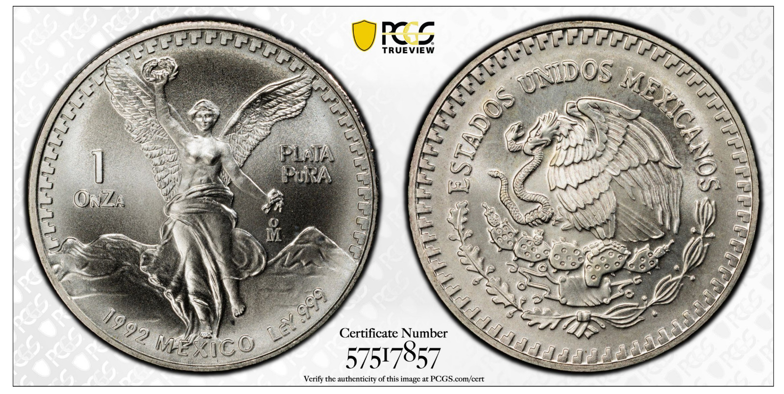 1992 1 oz. Silver Libertad Mexico Onza PCGS MS68 - Scarce in High Grades 1992 1 oz. Silver Libertad Mexico Onza PCGS MS68 - Scarce in High Grades