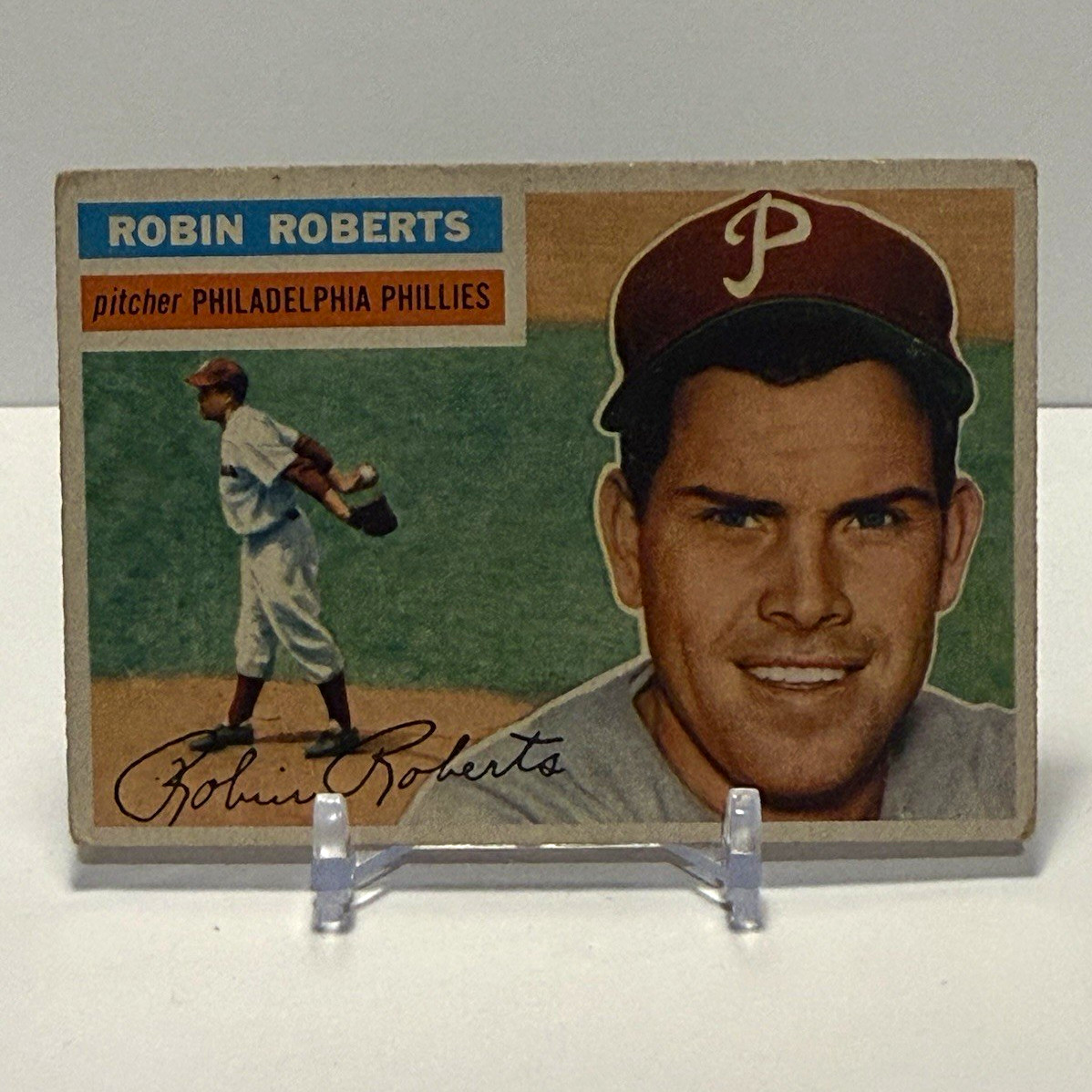 Topps 1956 Robin Roberts #180 Gray Back Philadelphia Phillies Baseball Card
