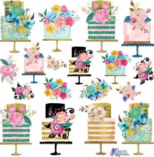 Violette Stickers Birthday Flowers Pastel Cakes Crafts Planner Supply Scrapbook Violette Stickers Birthday Flowers Pastel Cakes Crafts Planner Supply Scrapbook