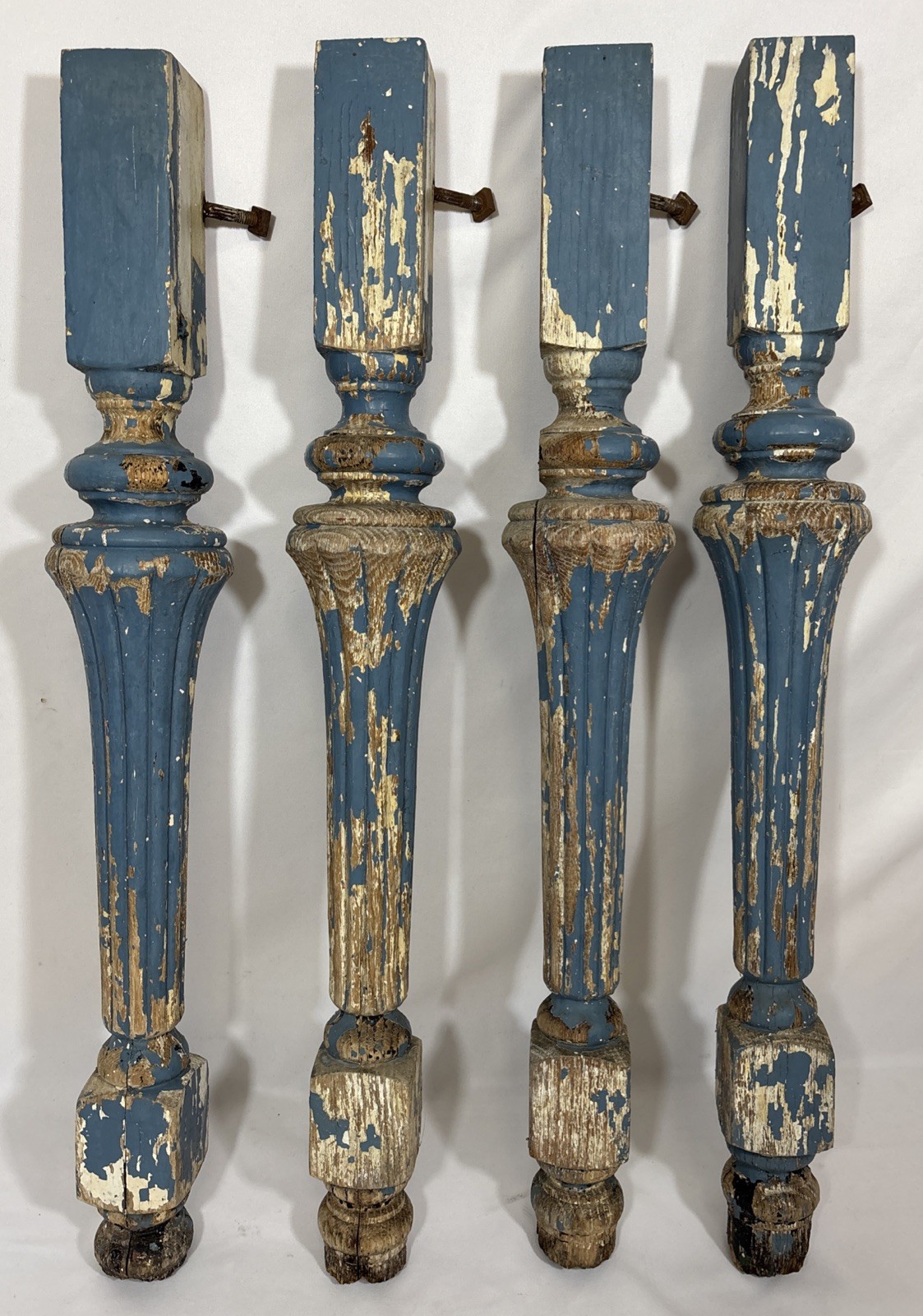 4 Antique Reeded Solid Wood Kitchen Hoosier Table Legs Salvage Chippy Paint 4 Antique Reeded Solid Wood Kitchen Hoosier Table Legs Salvage Chippy Paint