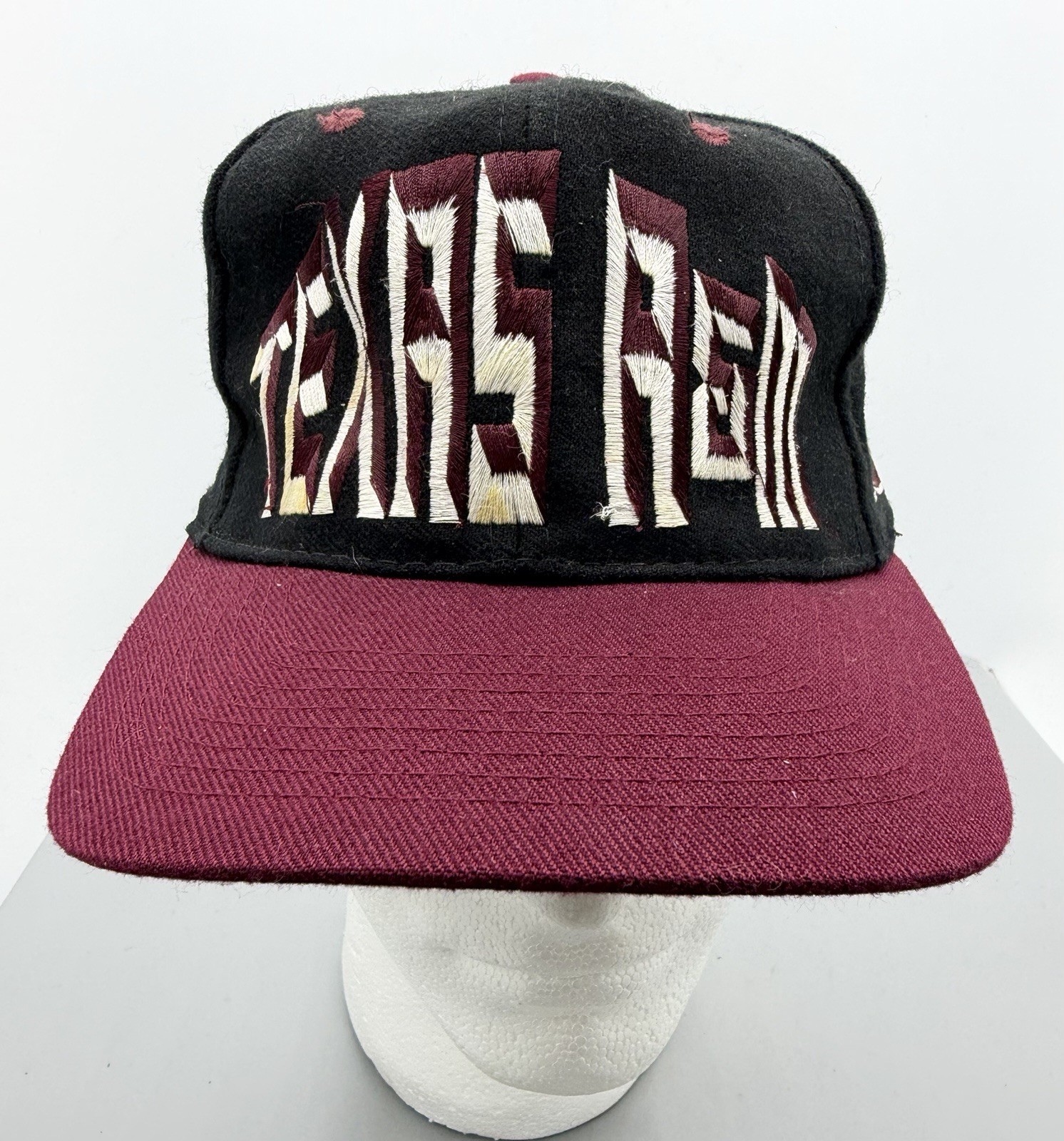 Vintage Top Of The World TOW Texas A&M Aggies Wool Hat Bold Block Font Sz 7 1/4