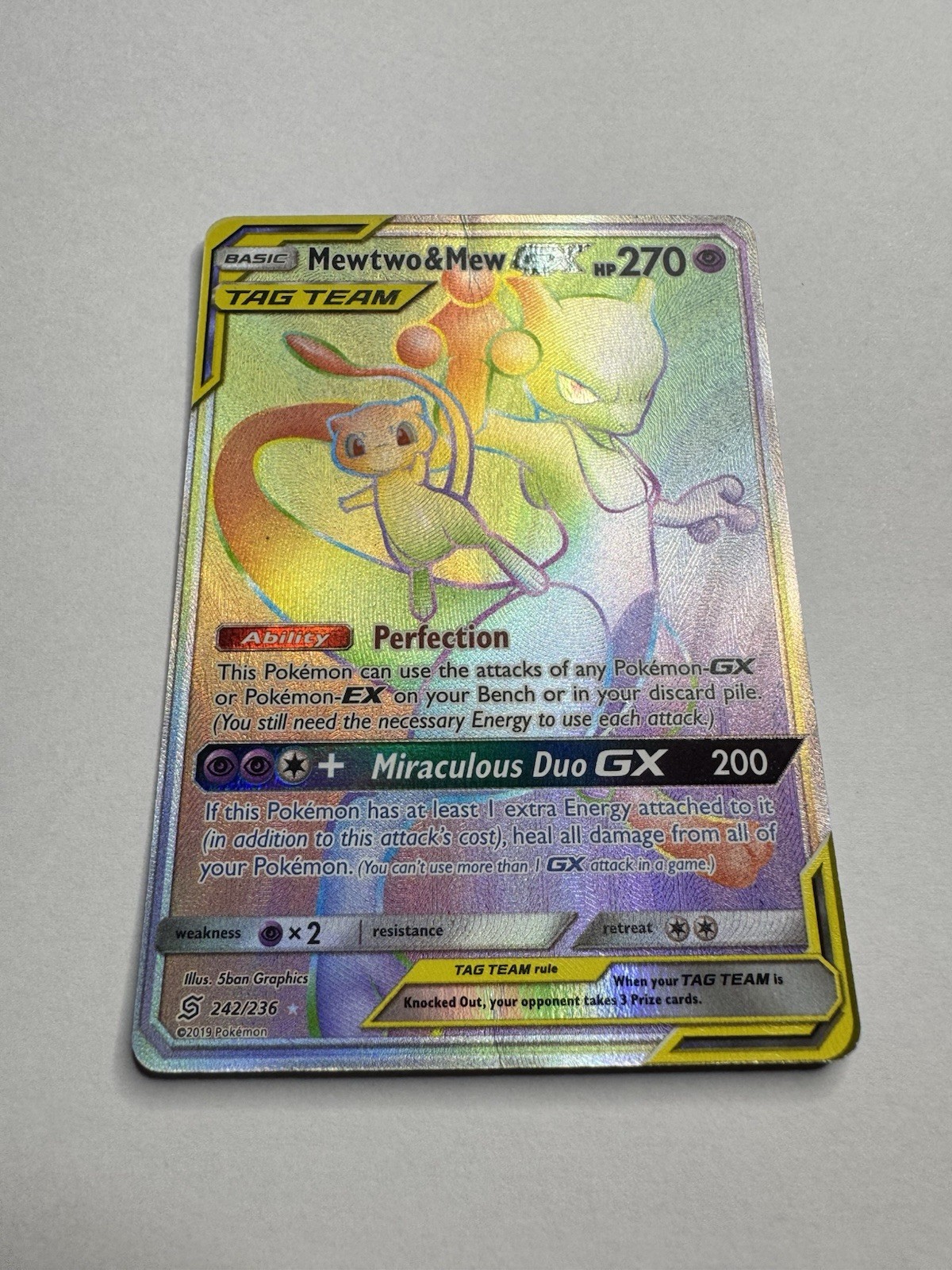 Mewtwo & Mew GX (Secret) 242/236 Sm-Unified Minds Holo Mewtwo & Mew GX (Secret) 242/236 Sm-Unified Minds Holo