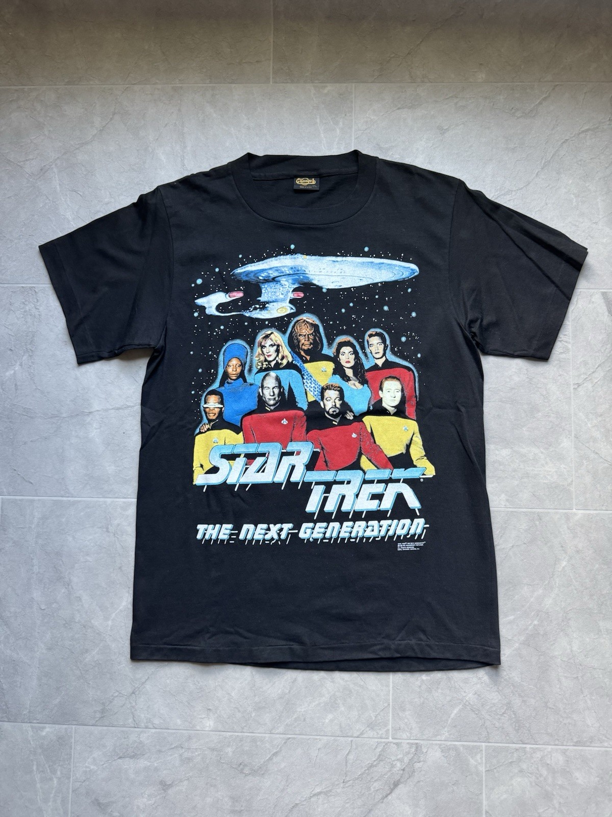 Vintage 1991 Star Trek The Next Generation Black Graphic T-Shirt Vintage 1991 Star Trek The Next Generation Black Graphic T-Shirt