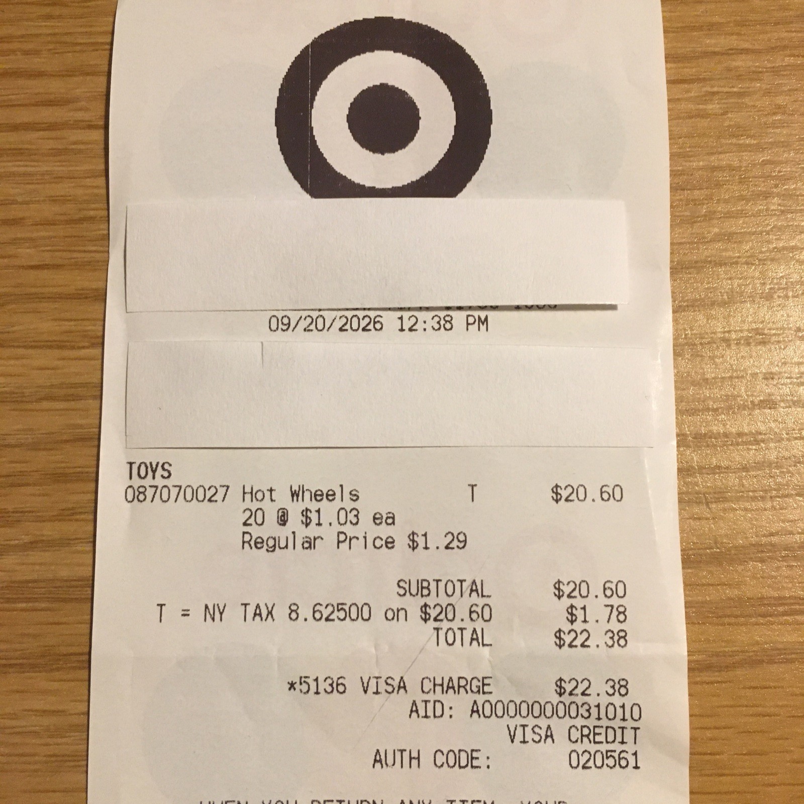 HOT WHEELS 2026 TARGET MAIL IN - RECEIPT ONLY --- REQUIRED FOR PORSCHE PROMOTION