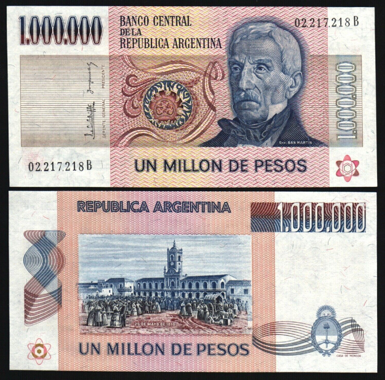Argentina 1000000 PESOS ( 1,000,000) Million P-310 1981 UNC World Currency NOTE Argentina 1000000 PESOS ( 1,000,000) Million P-310 1981 UNC World Currency NOTE