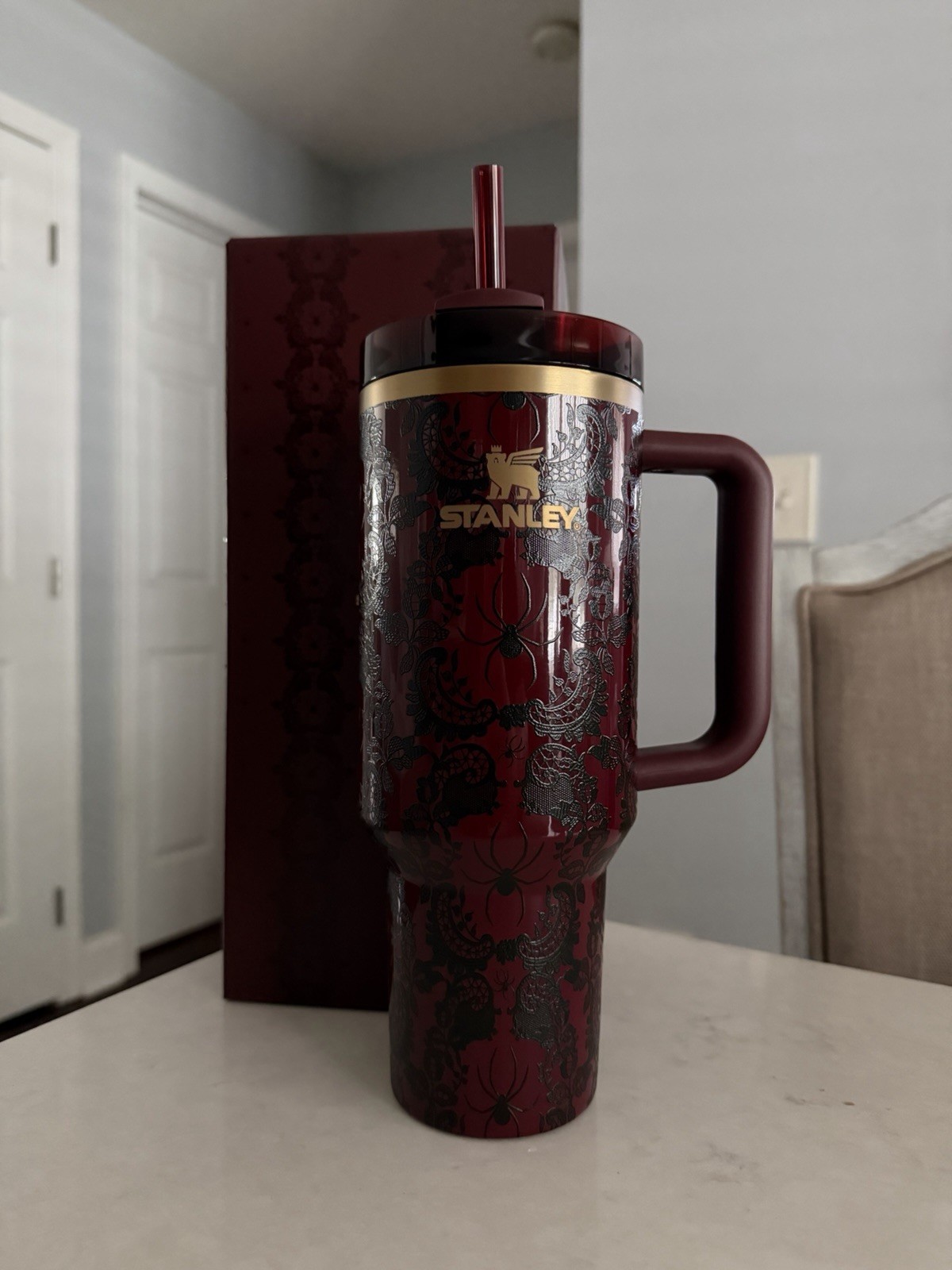 Halloween Stanley Quencher H2.0 Flowstate Tumbler Bordeaux Lace Red Black NEW