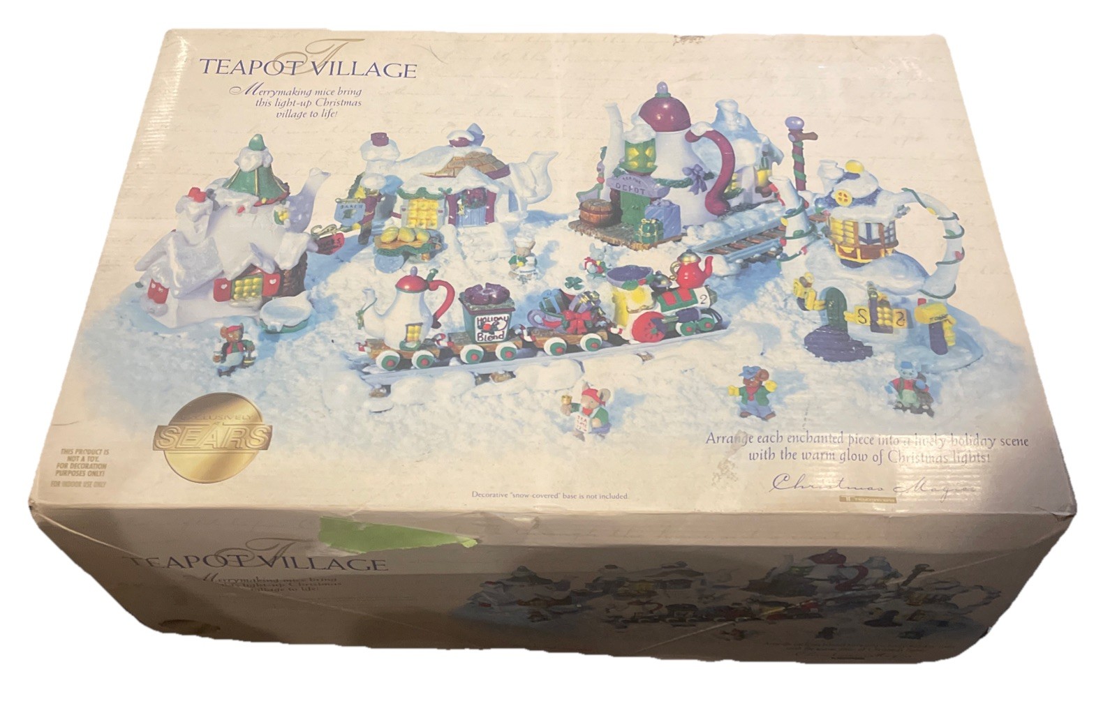 VTG -1998 SEARS LIGHTED TEAPOT VILLAGE CHRISTMAS MERRY MAKING MICE