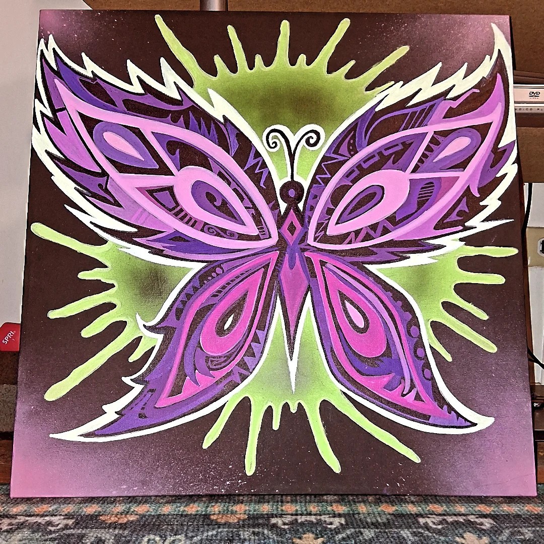 Butterfly Painting in Acrylic on Canvas 24 X 24 Inches - Hand Painted Original Butterfly Painting in Acrylic on Canvas 24 X 24 Inches - Hand Painted Original