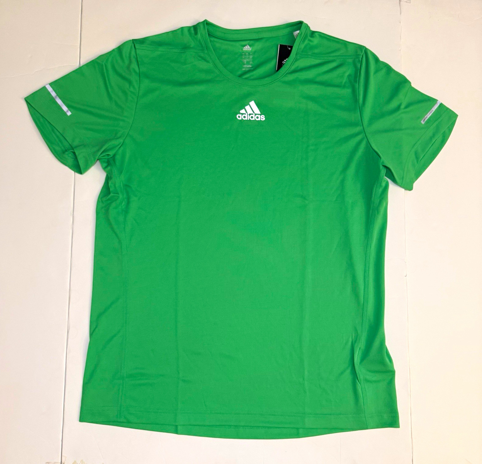 adidas Climalite Men\'s L Green Mesh Crew Neck T-Shirt Moisture Wicking
