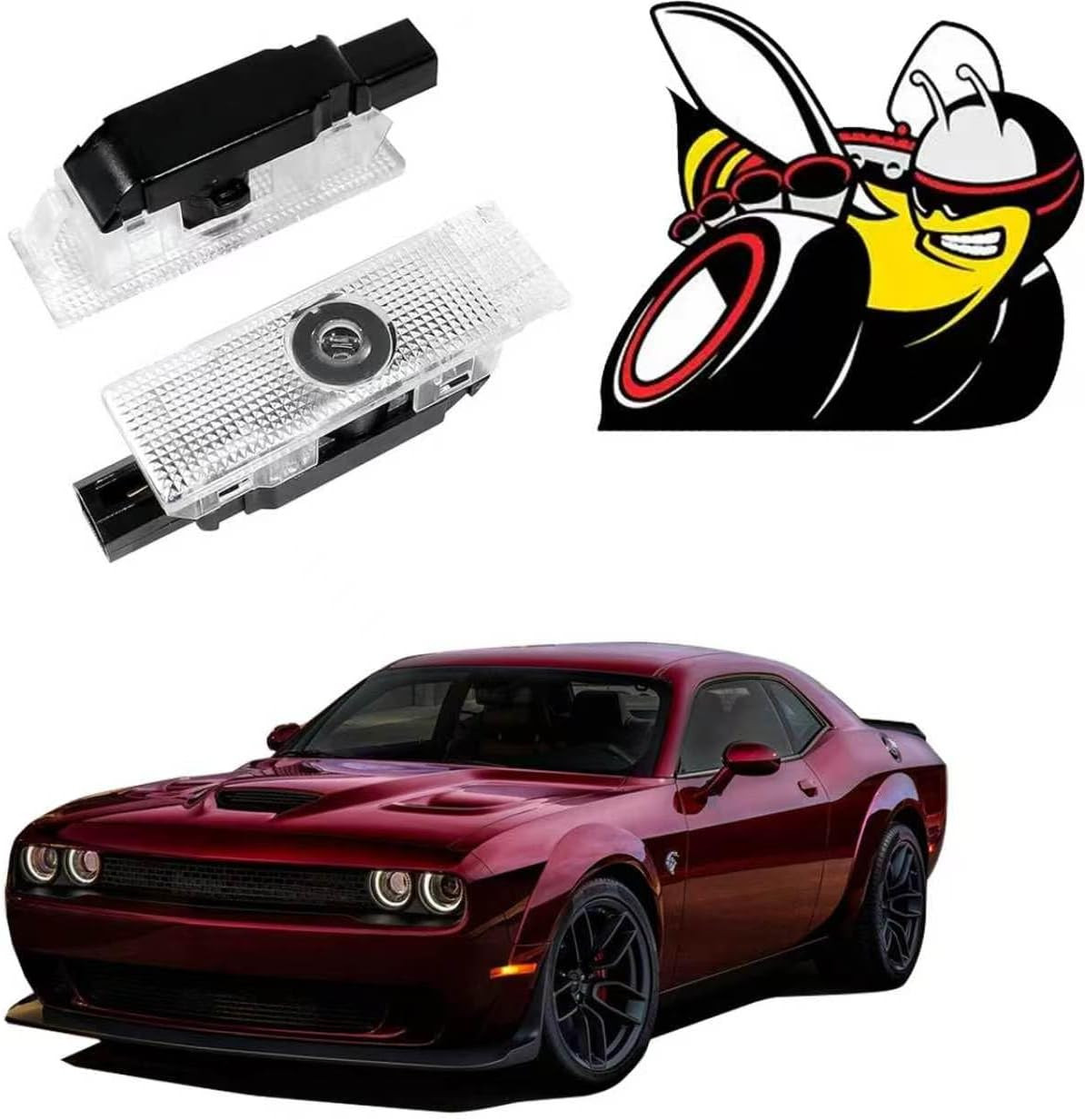 2Pcs Car Door Lights Compatible with 2015-Present Challenger Scat Pack Personali 2Pcs Car Door Lights Compatible with 2015-Present Challenger Scat Pack Personali