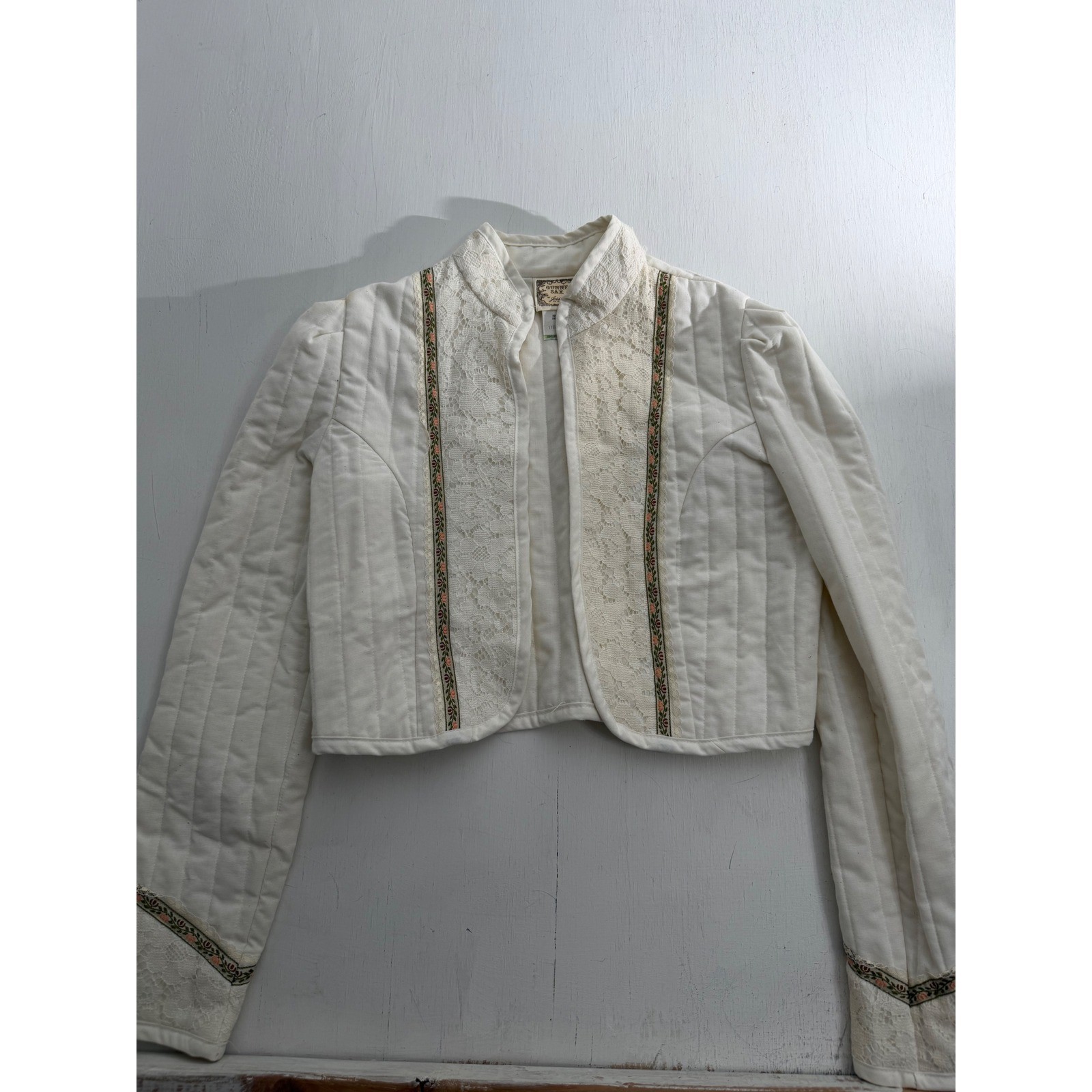 Vintage Gunne Sax Jessica San Francisco Quilted Lace Bolero Jacket Cream Sz 13