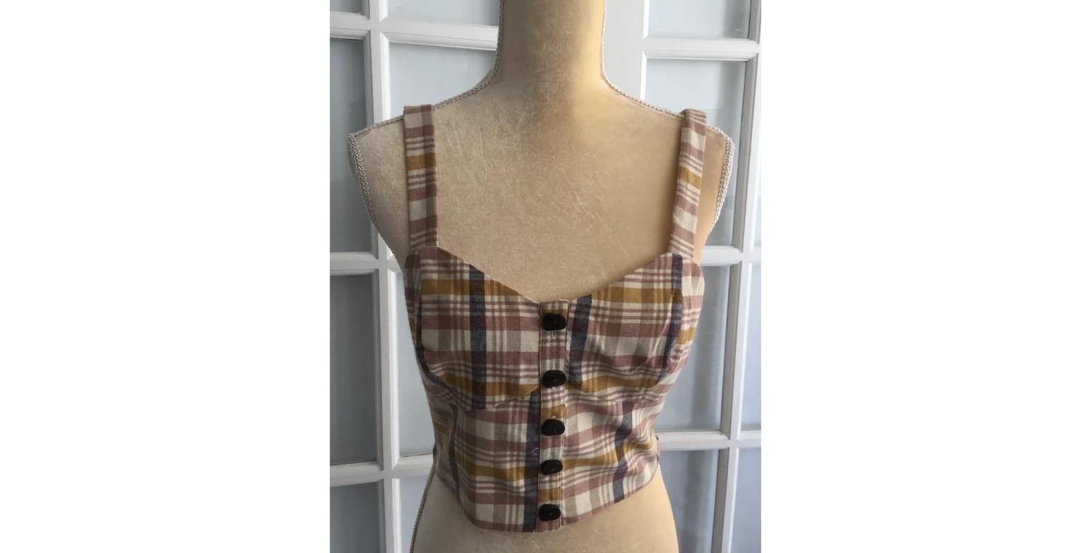 NWT Zara Women Multicolor Plaid Check Smocked Crop Top Wide Straps Size M NWT Zara Women Multicolor Plaid Check Smocked Crop Top Wide Straps Size M
