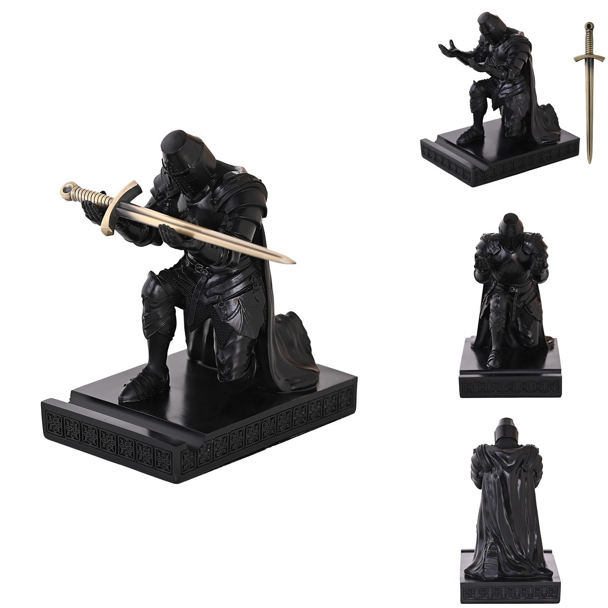 NCQIXIAO Medieval Templar Knight Pen Holder Desk Organizer Black NCQIXIAO Medieval Templar Knight Pen Holder Desk Organizer Black